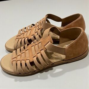 Eileen Fisher Tan Rato Casual Elastic Gladiator Sandals Flats